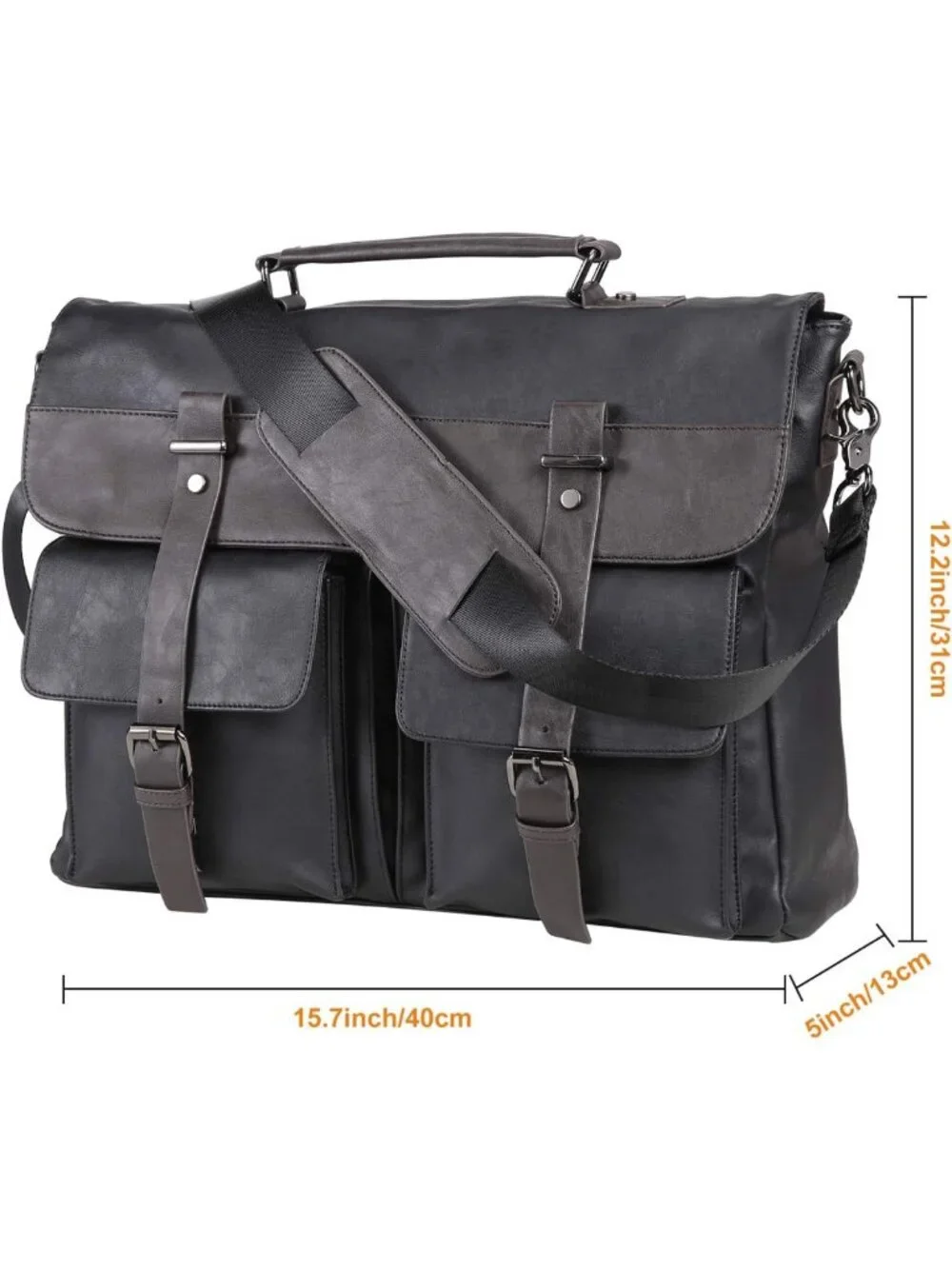 Vintage Leather Messenger Bag for Men, 15.6
